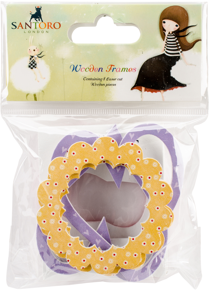 Santoro Kori Kumi Laser Cut Wood Shapes 8 / Pkg-Frames, 4 Des(4x$4.67)