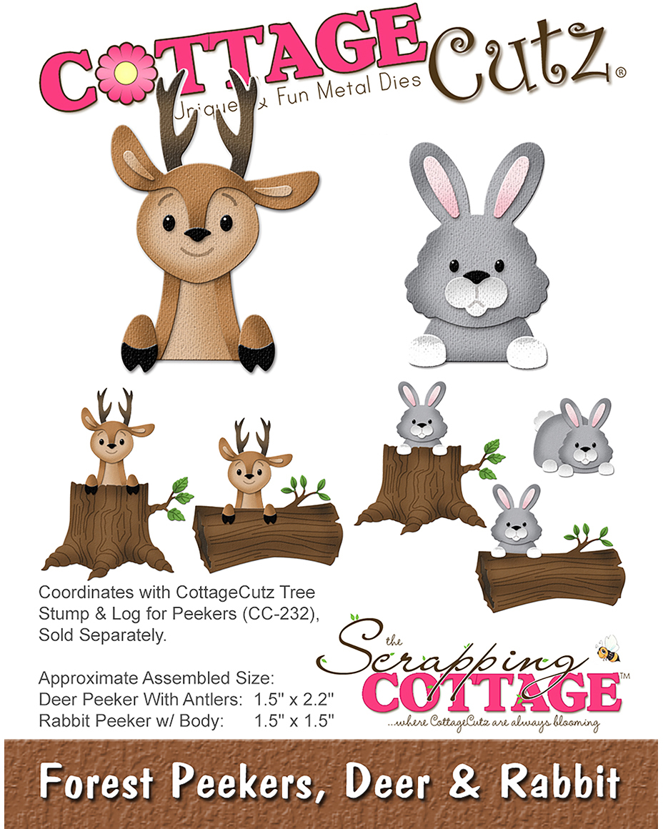 CottageCutz Forest Peekers Die-Deer & Rabbit, 1.5" to 2.2"(2x$13.28)