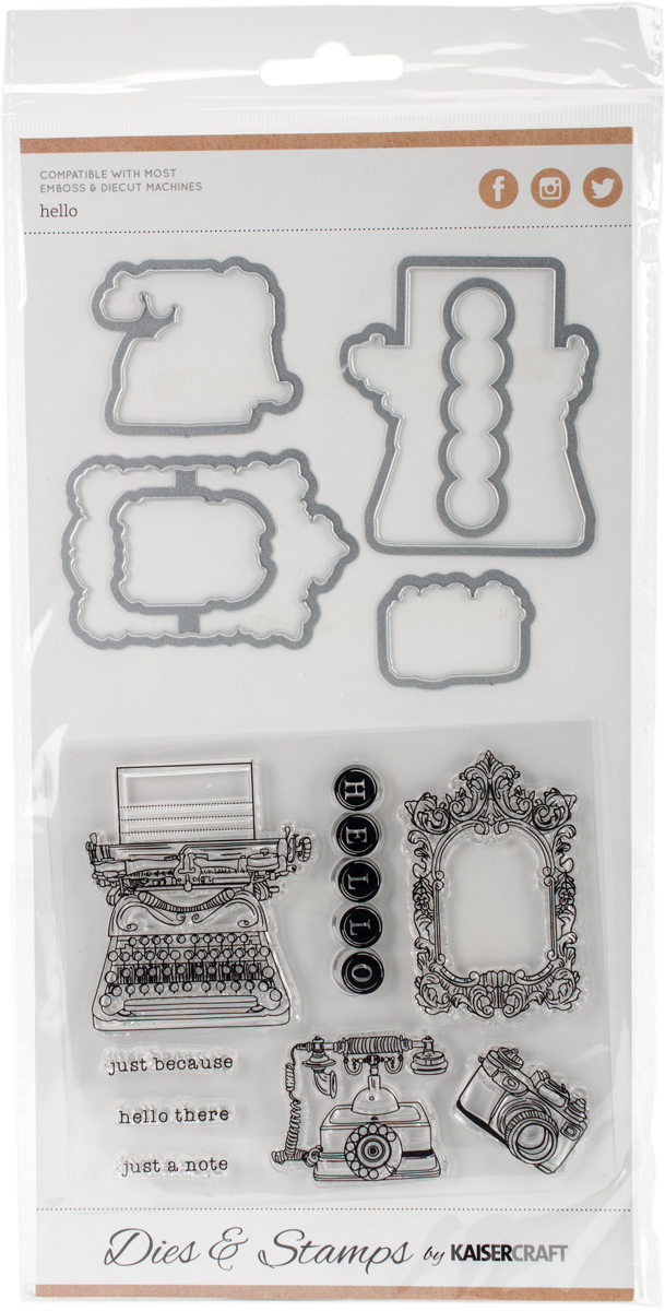 Kaisercraft Dies & Stamps-Hello .75"X1.25" to 2"X2.5"