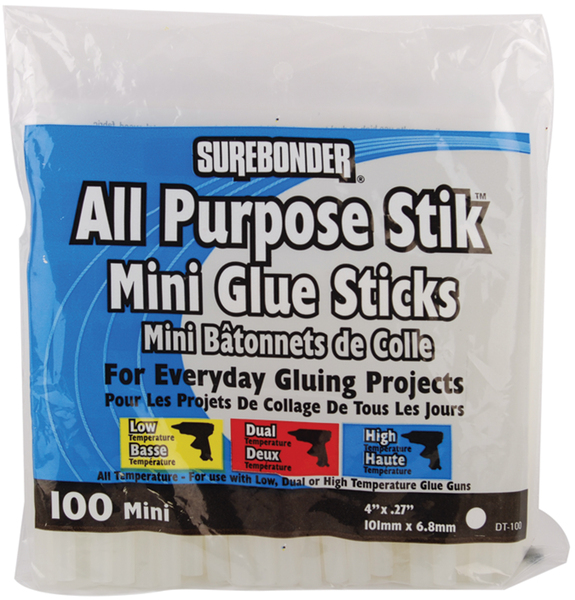 Wholesale All Purpose Stik Mini Glue Sticks-.28"X4" 100 / Pkg(2x$9.76)