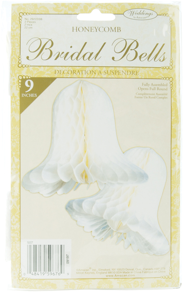 Wholesale White Honeycomb Wedding Bells 2 Piece Set - 9"(6x$4.05)