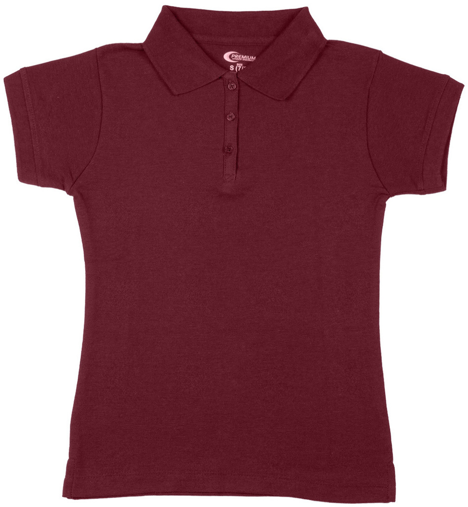 Wholesale Premium Burgundy Girls' Polo Shirts - Size 10/12 (M) (SKU ...