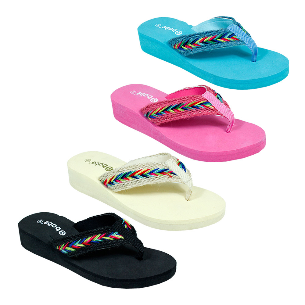 Wholesale Women's Rainbow Braided Platform Flip Flops (SKU 1980744 ...