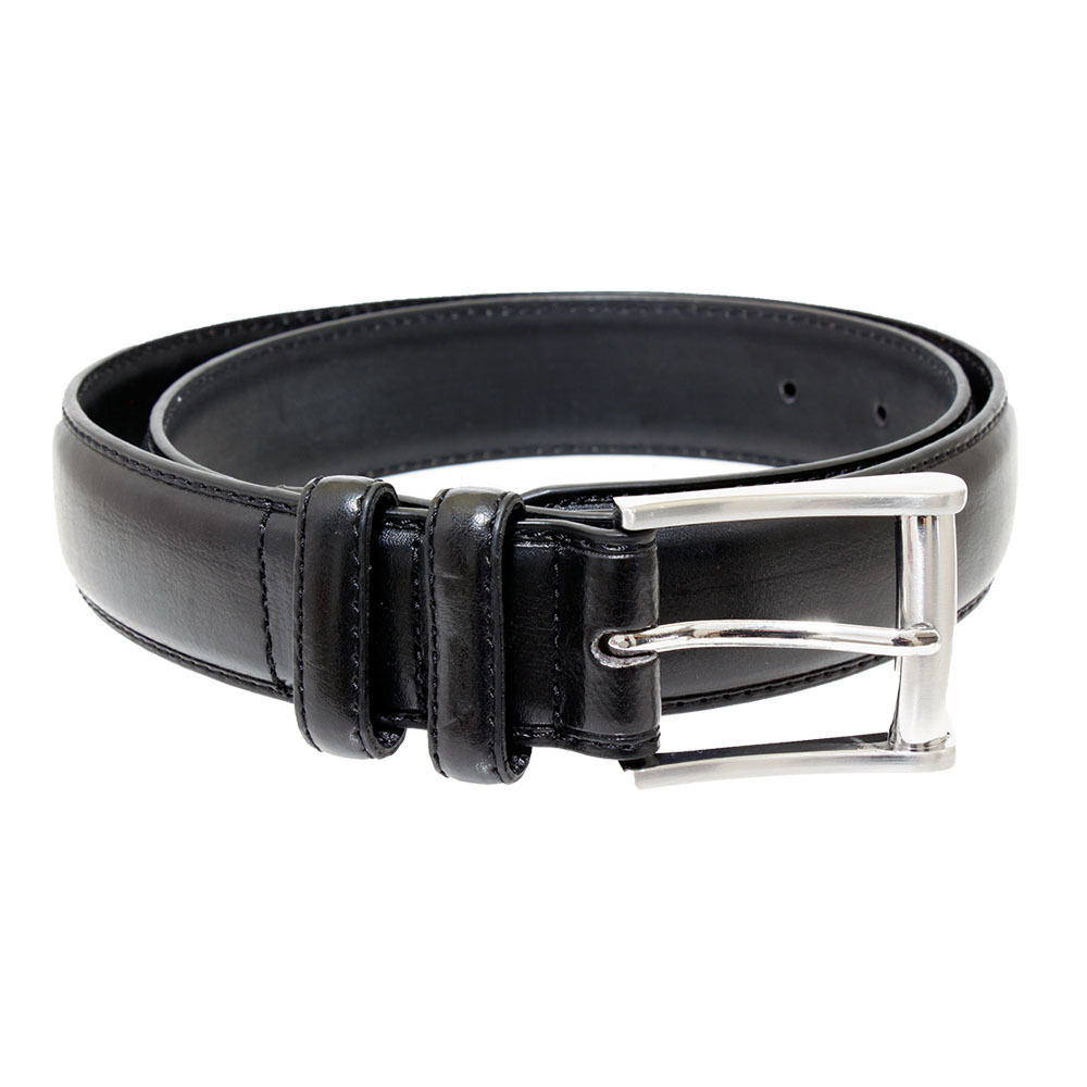 Wholesale Genuine Leather Belt with Chrome Buckle - Black