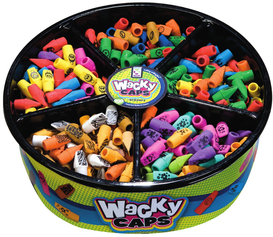1850702 Pencil Top Erasers - 900 Count, Fun Designs case of 900