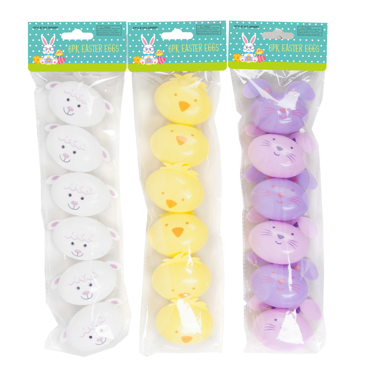 Wholesale Bunny, Lamb and Chick Shaped Easter Eggs 6 Pack