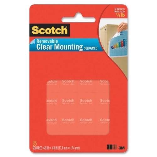 Scotch® Removable Clear Double-Sided Mounting Squares , 11/16 in x 11/16 in (1.7 cm x 1.7 cm)