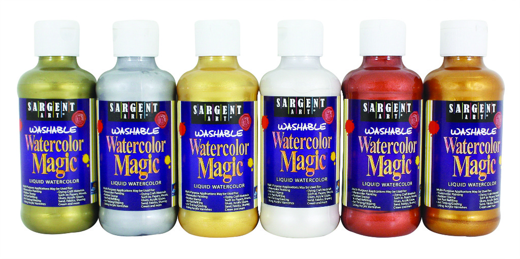 Set of 6 - 8Oz Washable Metallic Watercolor Magic