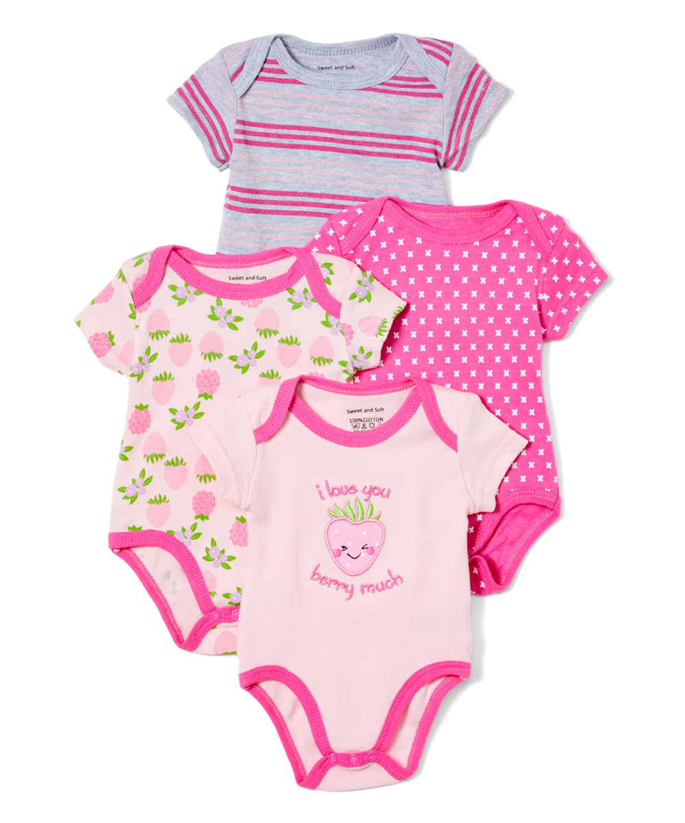 Wholesale Baby Girl Onesie - Berry Much - 4 Pack (SKU 2338011) DollarDays