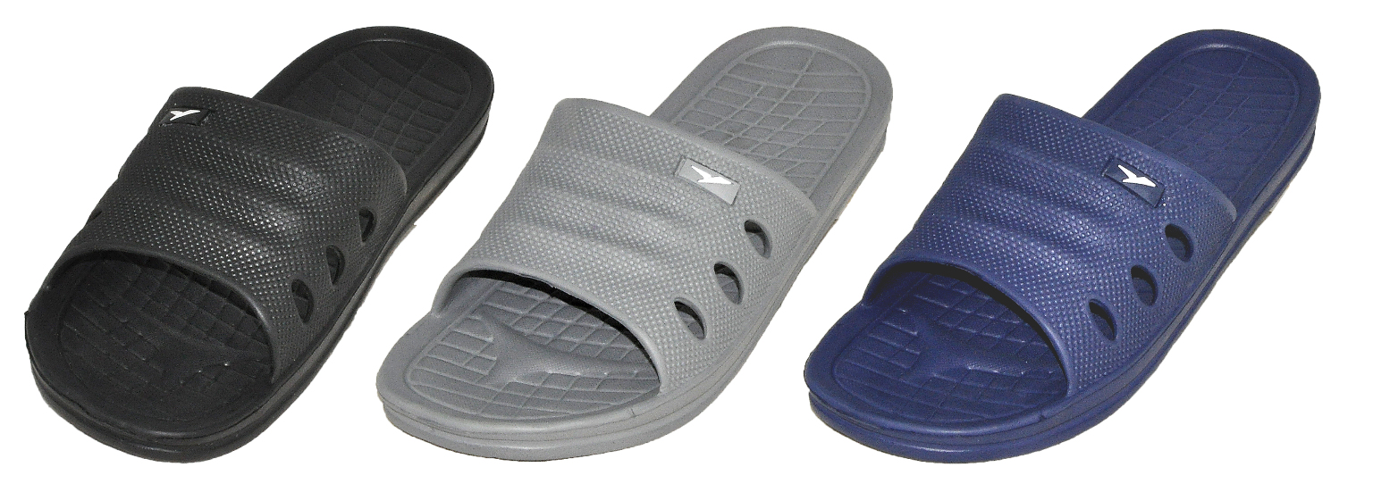 Wholesale Men's Sport Slide Sandals - Black / Grey / Blue
