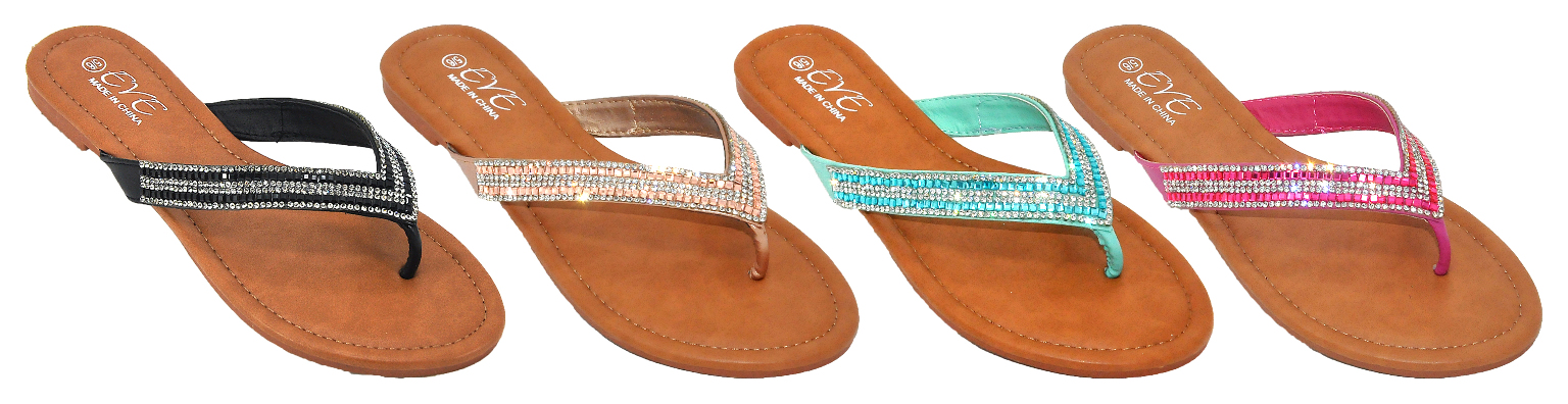 Wholesale Ladies Fashion Jewel Flip Flops | DollarDays