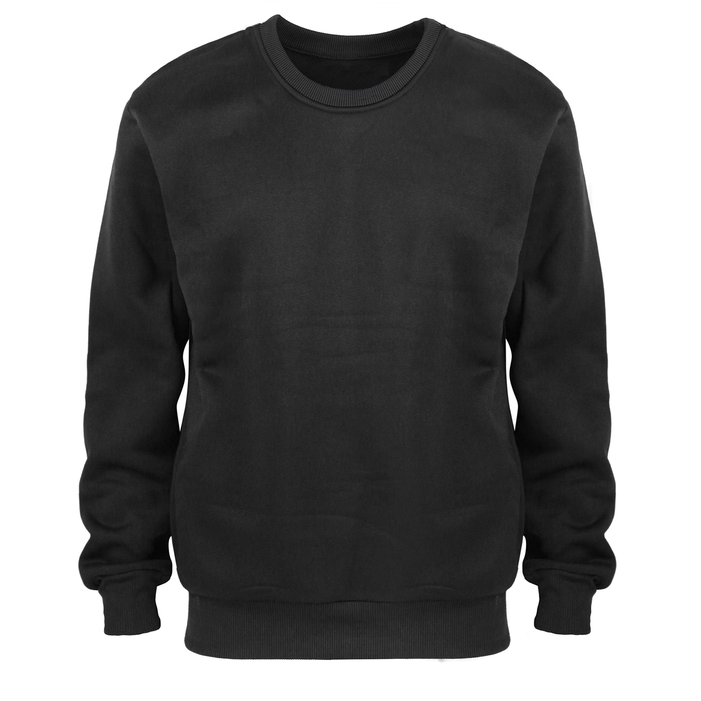 Wholesale Men's Fleece Crew Neck Sweatshirts in Black - DollarDays