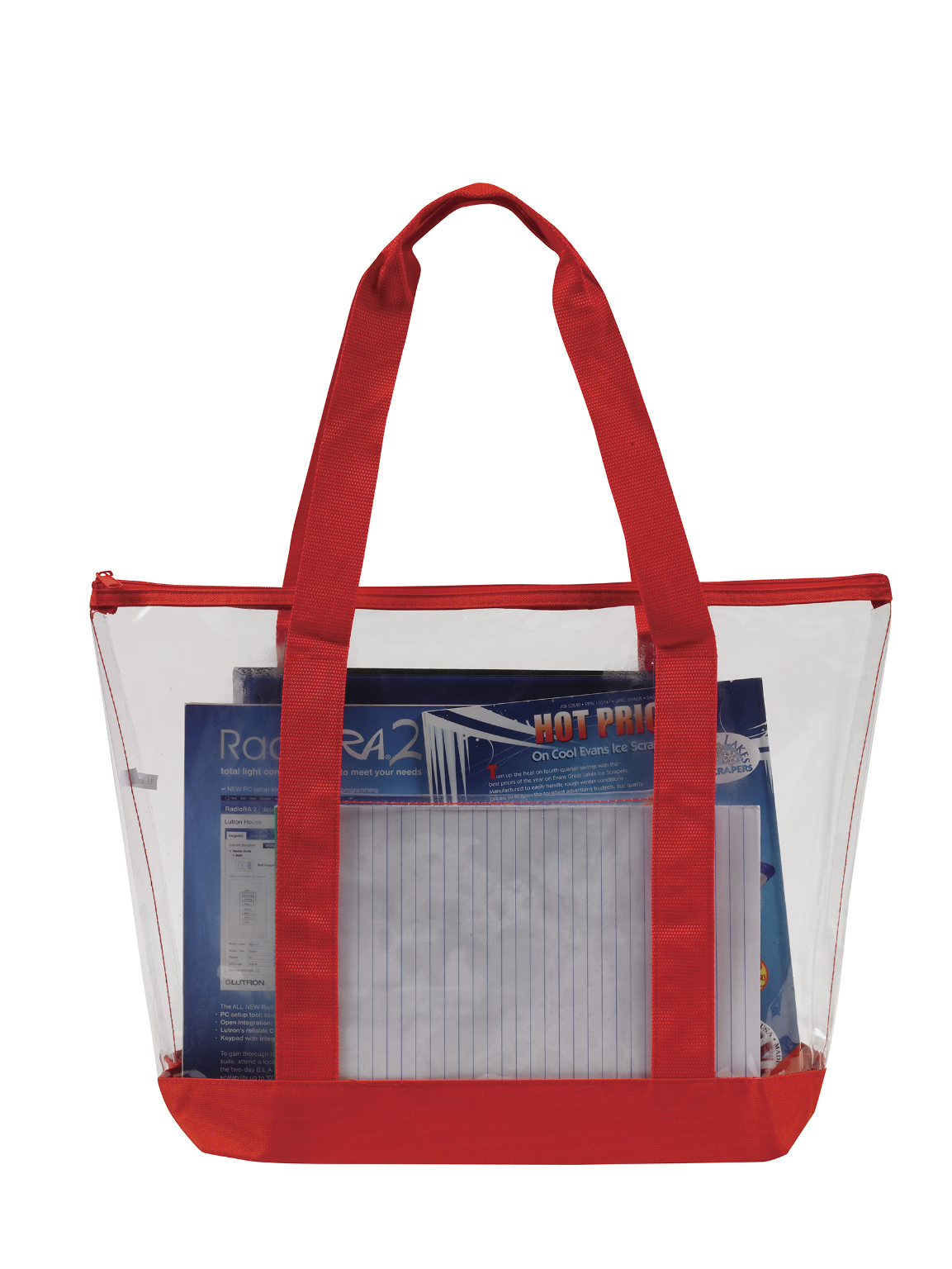 Wholesale Clear Zipper Tote Security Bag with Pocket - Red (SKU 2326935 ...