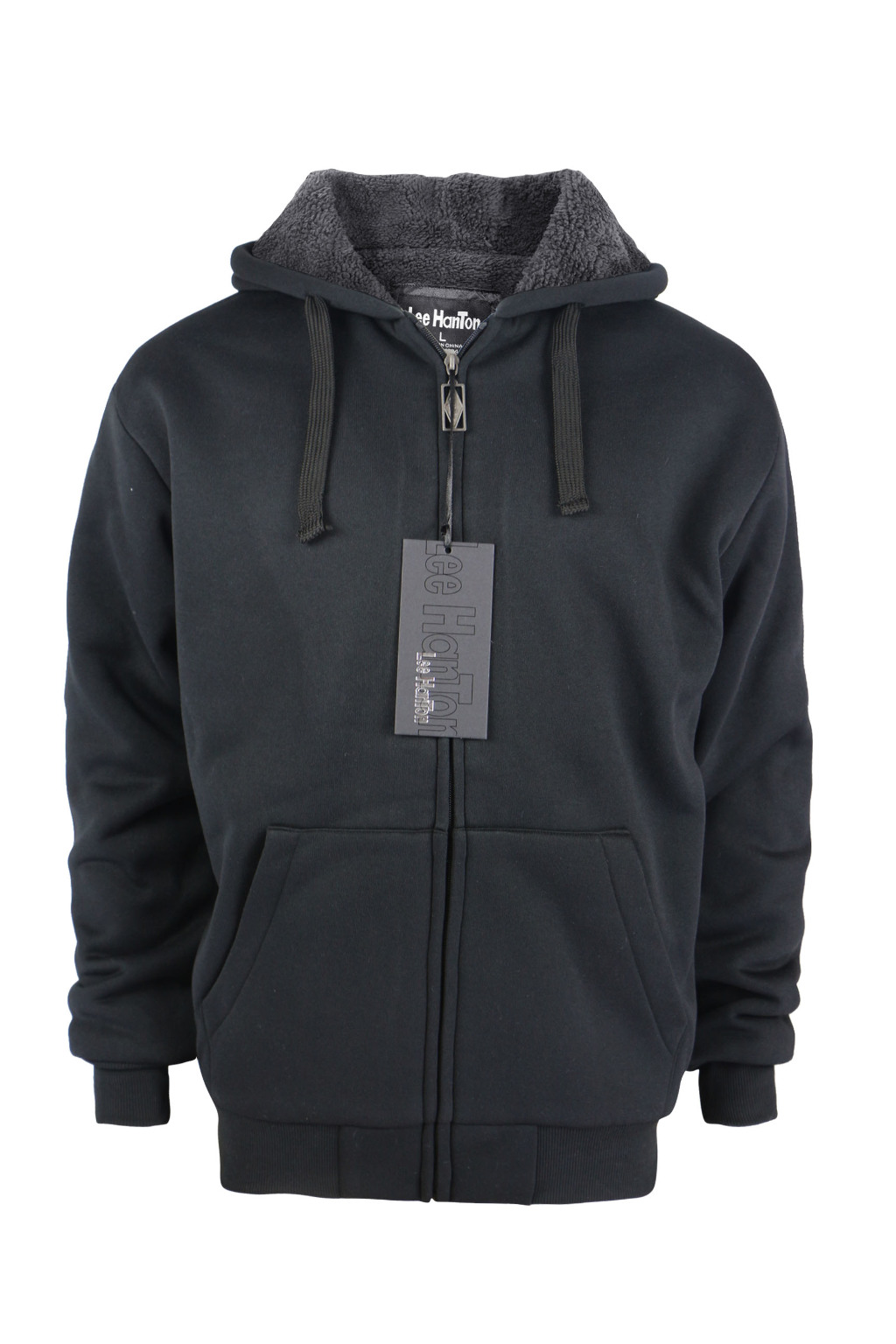 Wholesale Men's Sherpa Lined Full-Zip Hoodie Jacket -Black (SKU 2351285 ...