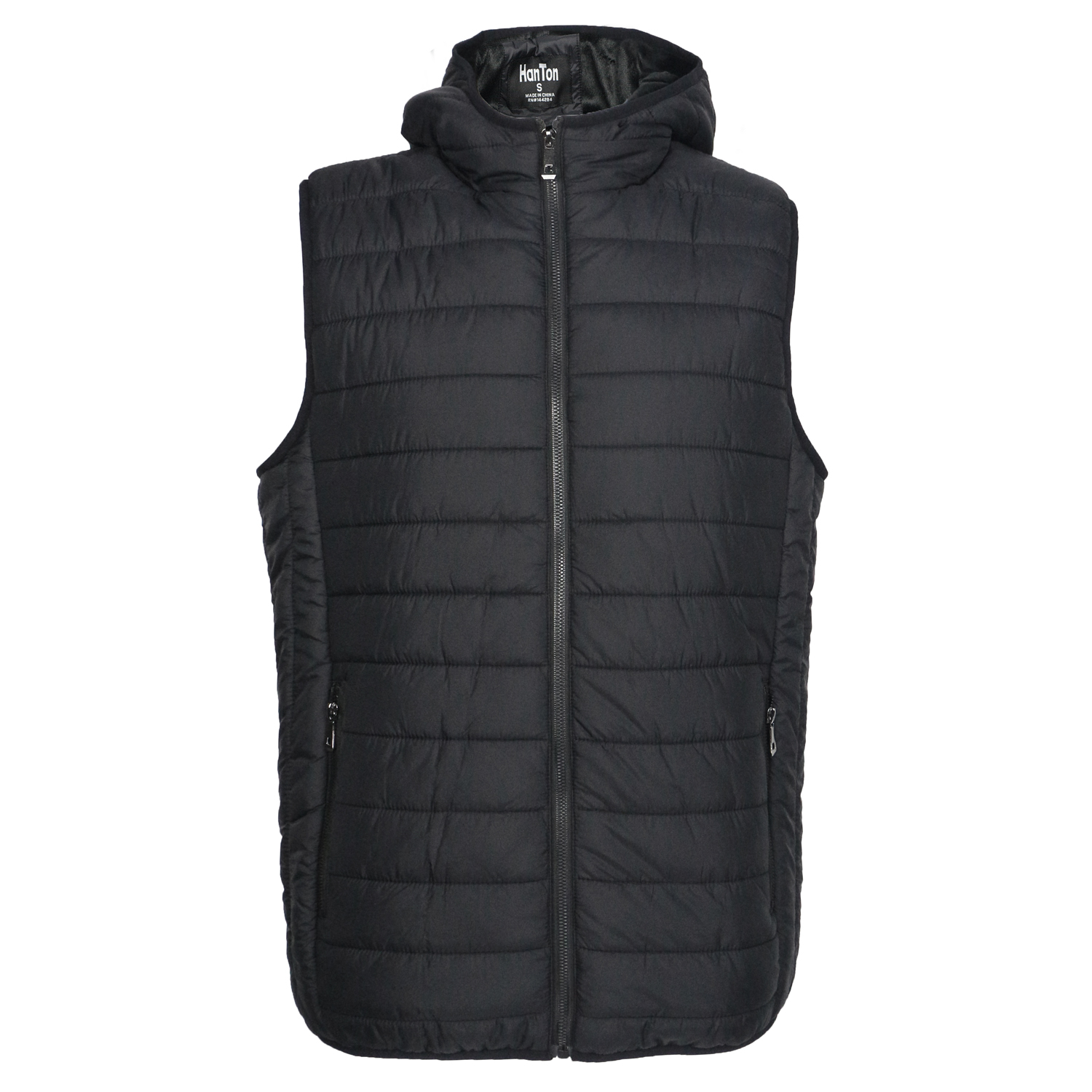 Wholesale Men's Full Zip Puffer Vests - S-2X, Black