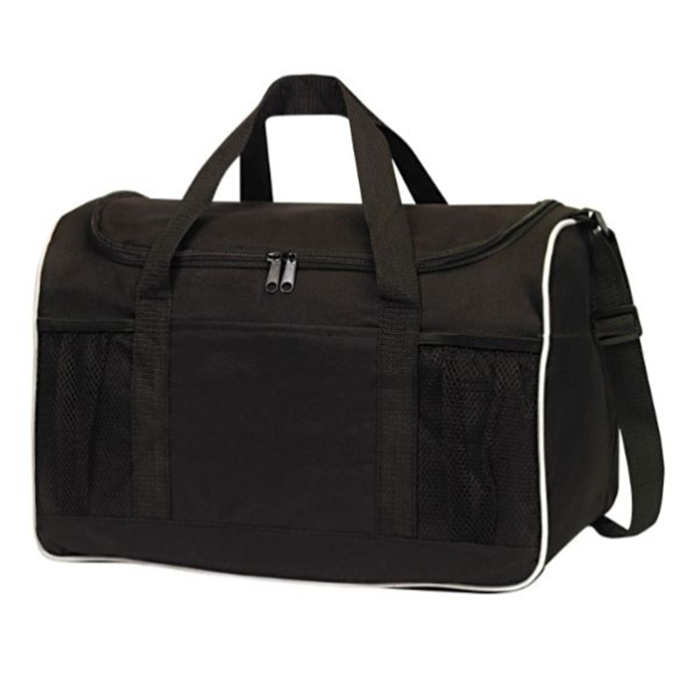 Wholesale Gym Locker Duffel Bags - Black, 2 Mesh Pockets