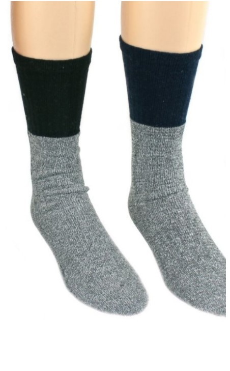 Bulk Kids' Thermal Socks in Grey with Blue Band - 120 Pairs