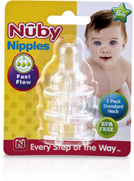 Wholesale Nuby Fast Flow Silicone Nipples - Clear, 3 Pack