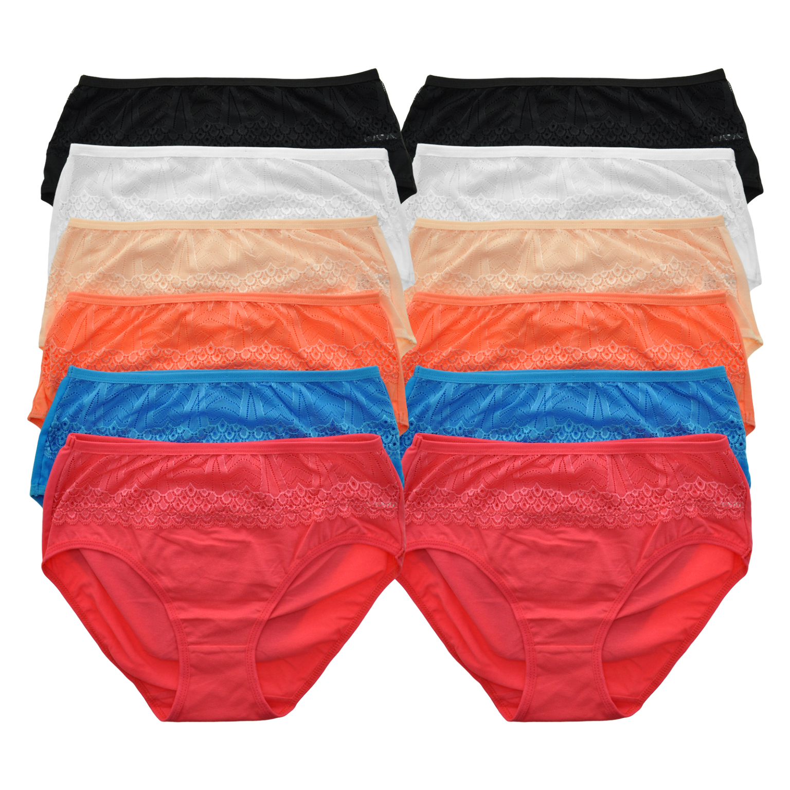 Angelina Cotton Lace Mesh Mid-Rise Briefs Size XXXL(288x$1.86)