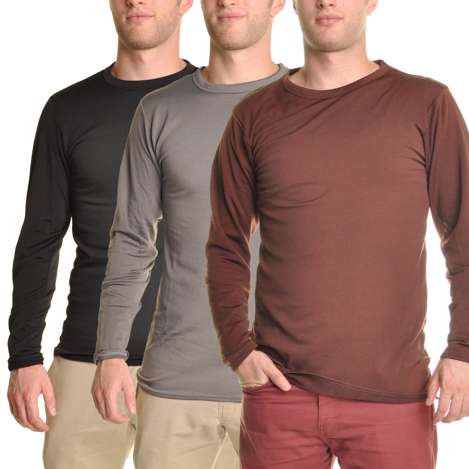 Swan Men's Fleece-Lined Long-Sleeve Thermal Top - Assorted Colors ...