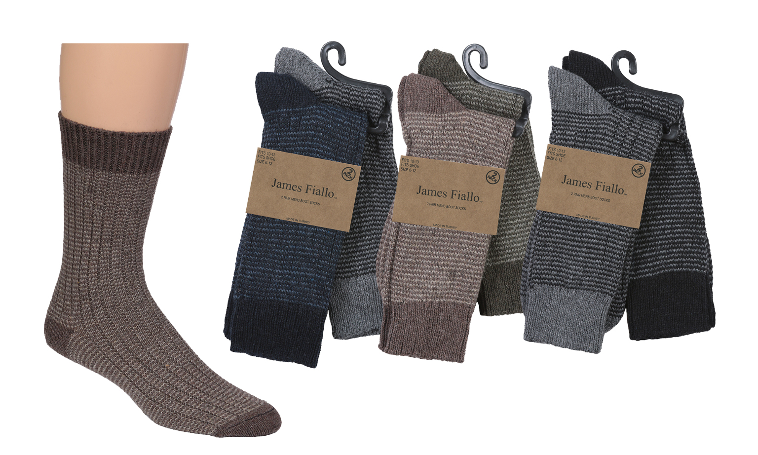 Bulk Men's Heavy Thermal Socks - Assorted, 10-13, 2 Pk - DollarDays